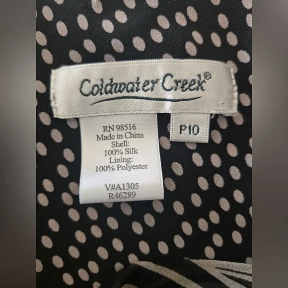 Coldwater Creek Silk Blend Dress Black White Cowl Neck Sleeveless P10 - Picture 10 of 10